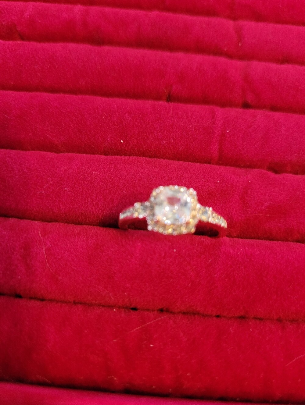 Gold-Tone Halo Ring with Round CZ Stone Size 8